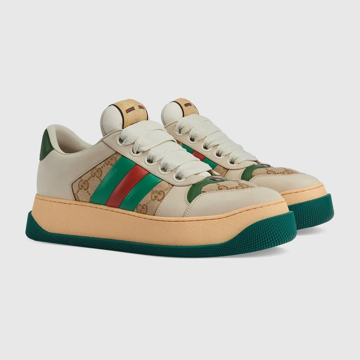 P660 Original item Private mold opening Gucci New Screener series Couple model Chubby Bread shoes Small dirty shoes Fatty Double G Casual sneakers Original purchase Development Original purchase Development Screener series sneakers are inspired by the classic sneakers of the 1970s. They are named after the defensive action in sports. They are decorated with striped webbing on the side and embellished with retro Gucci logos. These sneakers are made of GG canvas. Purple leather details add depth to the piece with sharp contrast, and the details are fuller. Exquisite packaging at the delivery counter Fabric: Original imported cowhide + double G fabric Lining: Original customized cowhide Sole: Original molded TPU outsole Sole thickness: 6CM Size: Women's 35-40 / Men's 39-44